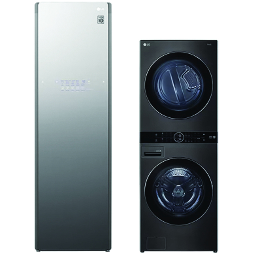 Tháp giặt sấy compact WT1410NHB và Tủ chăm sóc quần áo LG Styler - Màu gương kính S5MB